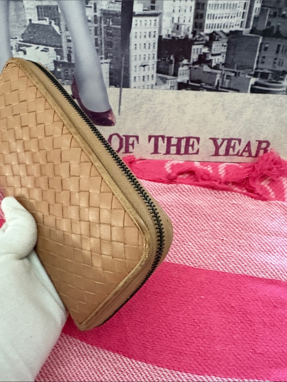 Bottega Veneta Tan Woven Leather Zip-Around Wallet - Picture 7 of 16